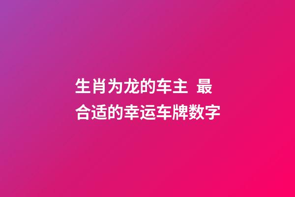 生肖为龙的车主  最合适的幸运车牌数字